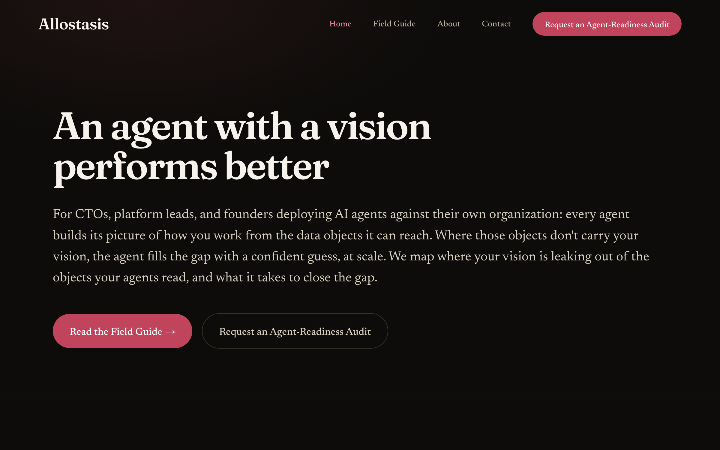 Allostasis home page: an agent with a vision performs better
